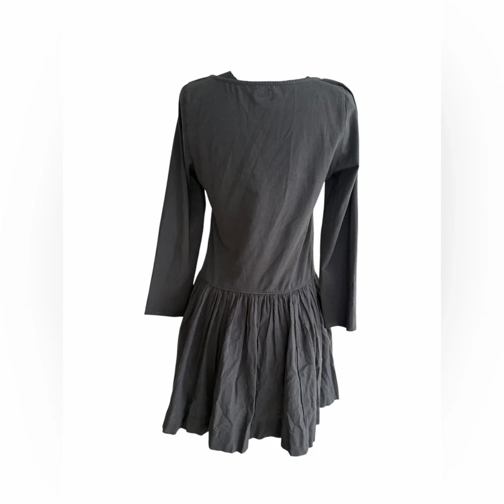 Free People Onda Long Sleeve Stretch Cotton Minidress Black Womens Large